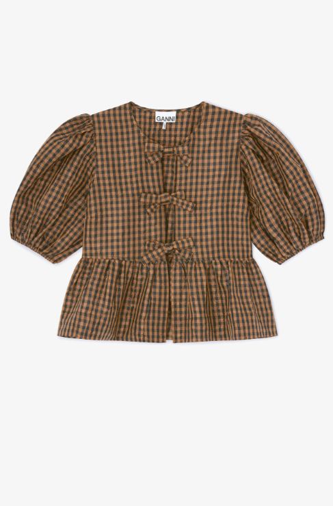 Blusa de cuadros arrugados